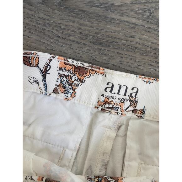 A New Approach a.n.a Twill Shorts Womens Size 2 Blue Cotton Blend Chinos Pockets - Picture 4 of 5